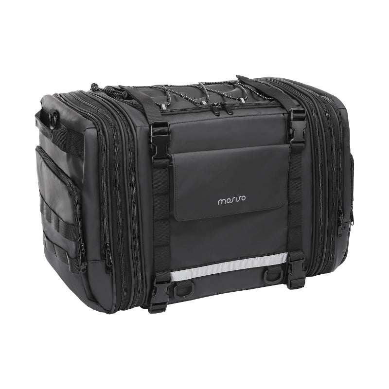 MOSISO Motorcycle Tail Bag  Expandable 32L-48L  Rain Cover & Shoulder Strap  Motorbike Storage Duffle  Black - Image 1